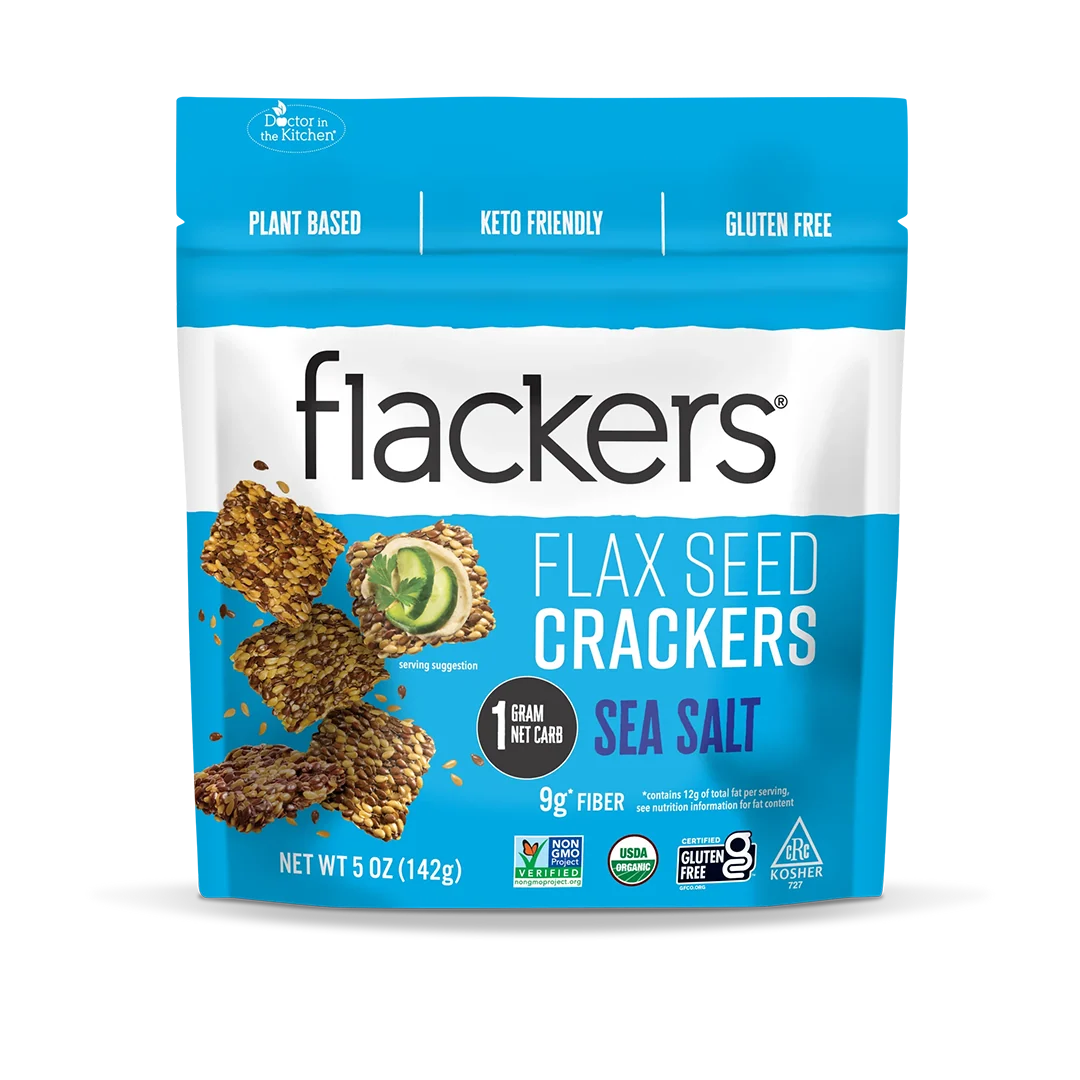 FLACKERS, FLAX SEED CRACKERS, SEA SALT