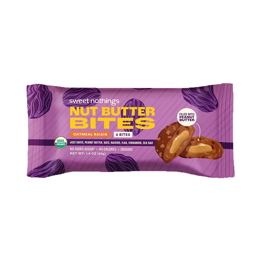 SWEET NOTHINGS, NUT BUTTER BITES, OATMEAL RAISIN - 12 Units (Wholesale)