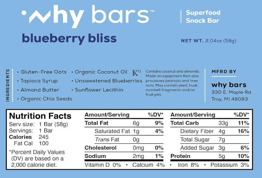 WHY BARS, BLUEBERRY BLISS - 12 Units (Wholesale) - Image 2