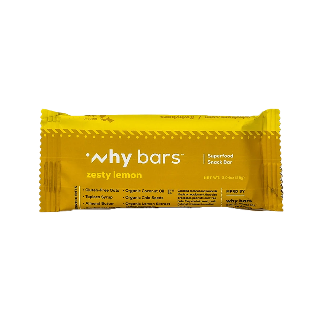 WHY BARS, ZESTY LEMON - 12 Units (Wholesale)