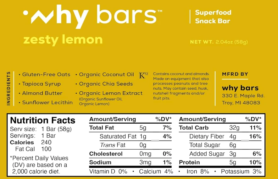 WHY BARS, ZESTY LEMON - 12 Units (Wholesale) - Image 2